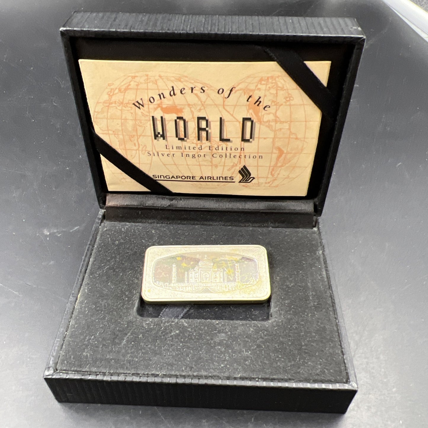 400 Grains Taj Mahal .999 Fine Silver Bar Circulated Singapore Airlines