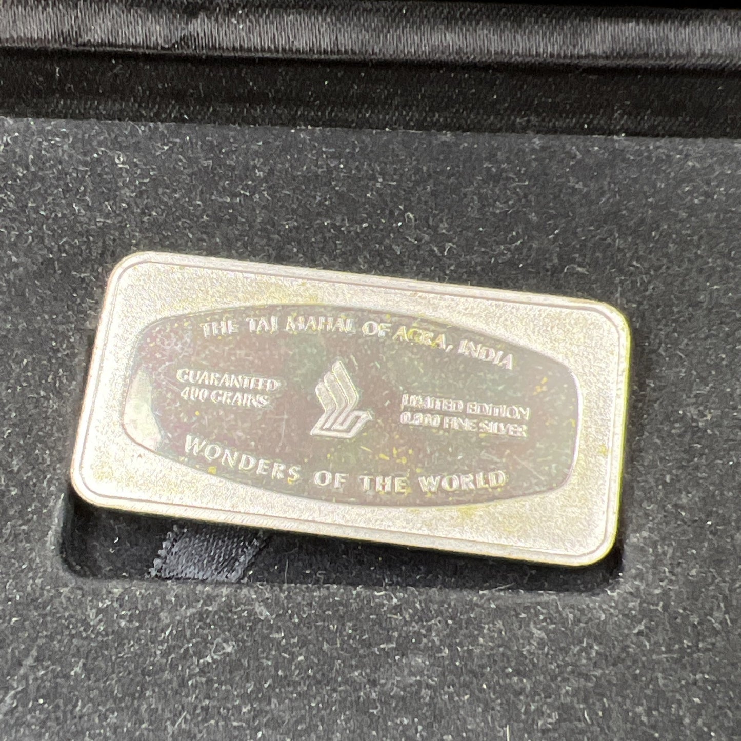 400 Grains Taj Mahal .999 Fine Silver Bar Circulated Singapore Airlines