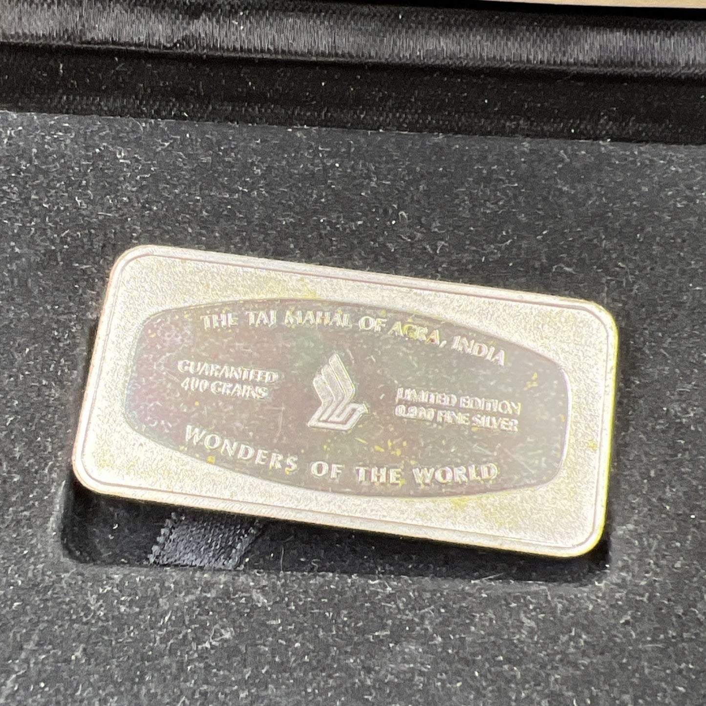 400 Grains Taj Mahal .999 Fine Silver Bar Circulated Singapore Airlines