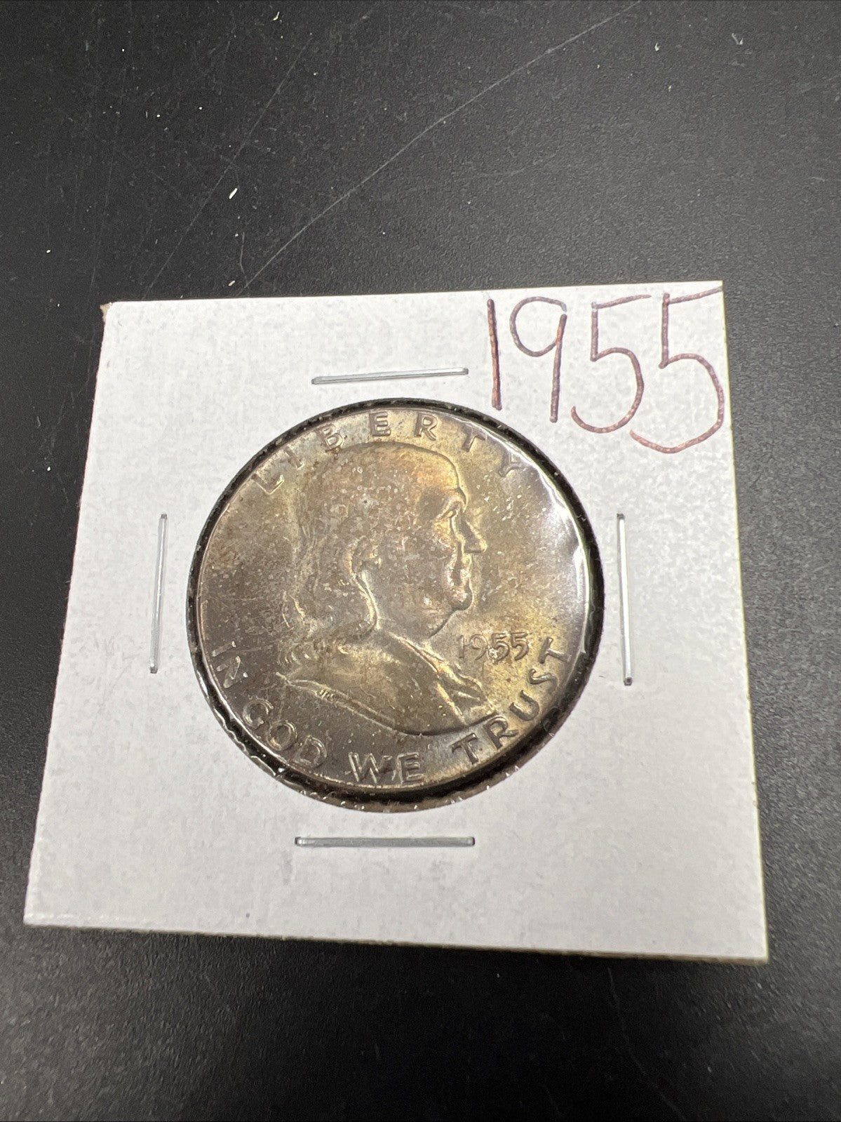 1955 P Franklin Half Dollar Silver Coin BU UNC Neat Toning Toner #0