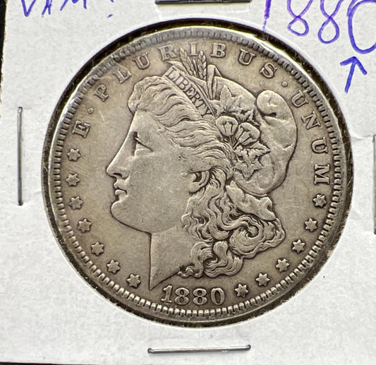 1880 $1 Morgan Silver Dollar Coin VAM 3 Doubled 80 EF XF Extra Fine Circ
