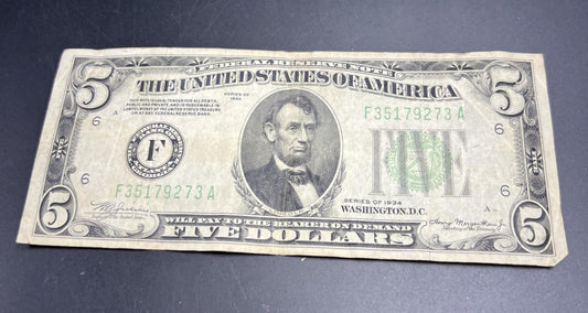 Mule Note 1934 $5 FRN Federal Reserve Note Very Circulated Atlanta District #273