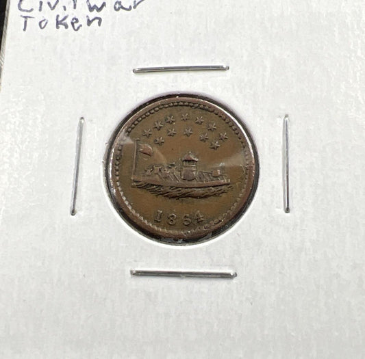 1864 Civil War Token Our Navy - Monitor - Choice VF Very Fine