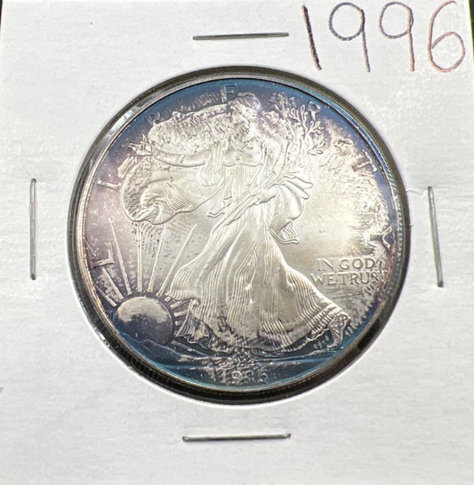 1996 1 OZ American Silver Eagle GEM BU Uncirculated .999 Nice Toning Toner ASE