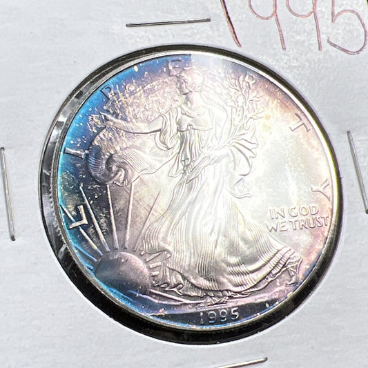 1995 1 OZ American Silver Eagle GEM BU Uncirculated .999 Nice Toning Toner ASE