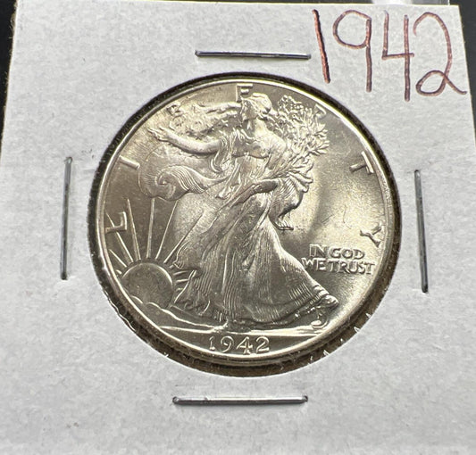 1942 P 50C Walking Liberty Half Dollar BU UNC Uncirculated