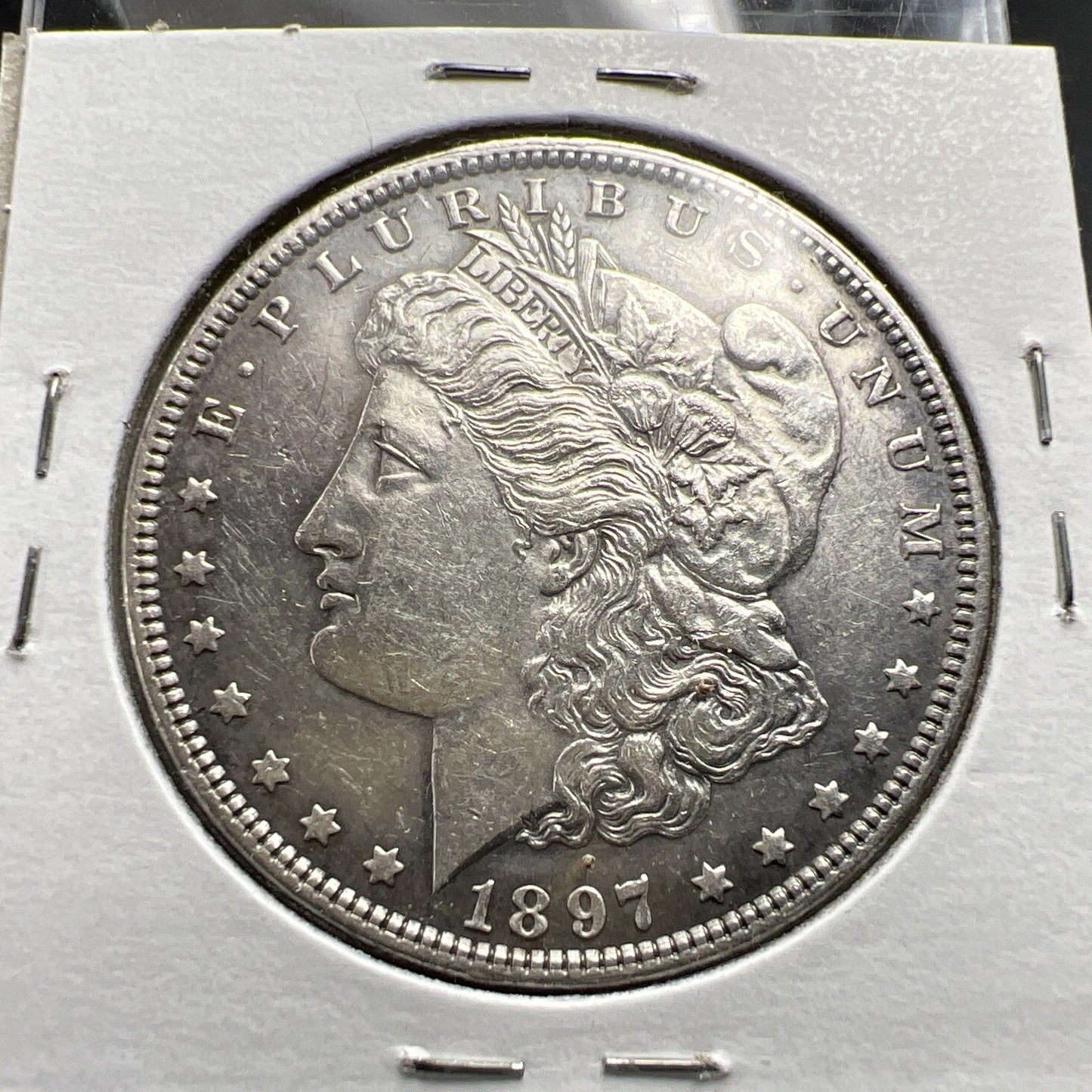 1897 P $1 Morgan Silver Dollar Coin Vam-6A Rusty Die AU About UNC