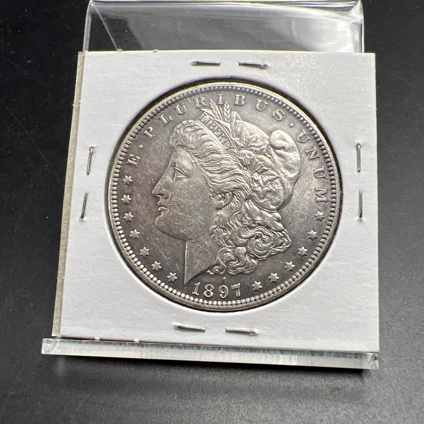 1897 P $1 Morgan Silver Dollar Coin Vam-6A Rusty Die AU About UNC