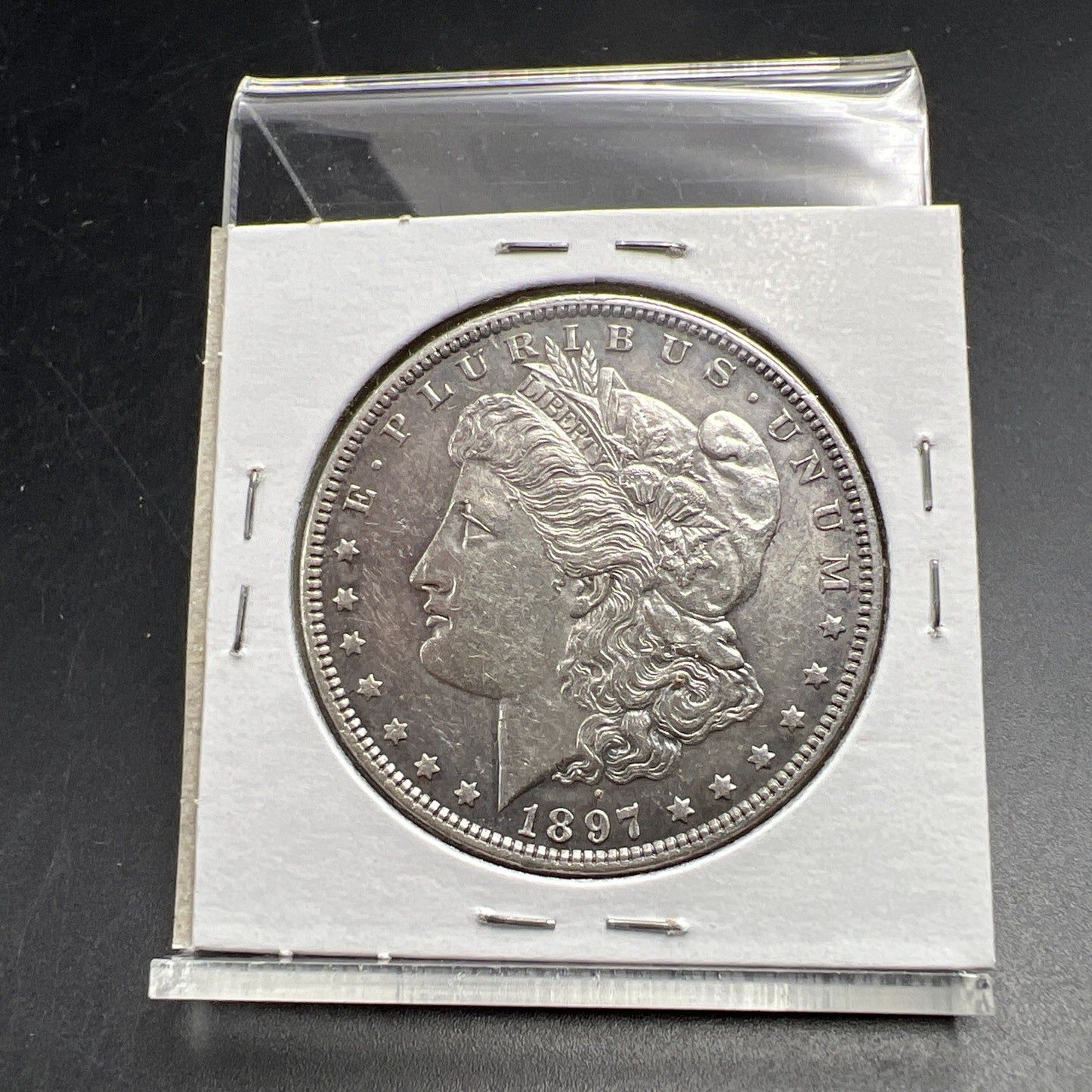 1897 P $1 Morgan Silver Dollar Coin Vam-6A Rusty Die AU About UNC
