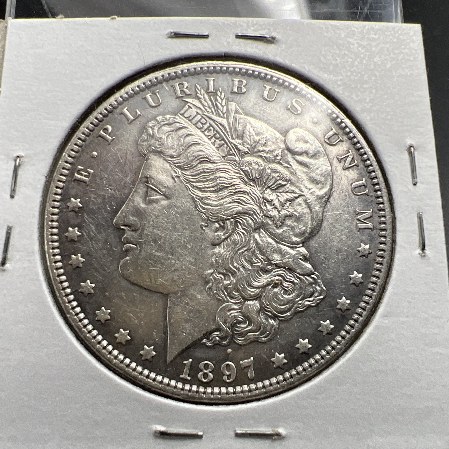 1897 P $1 Morgan Silver Dollar Coin Vam-6A Rusty Die AU About UNC