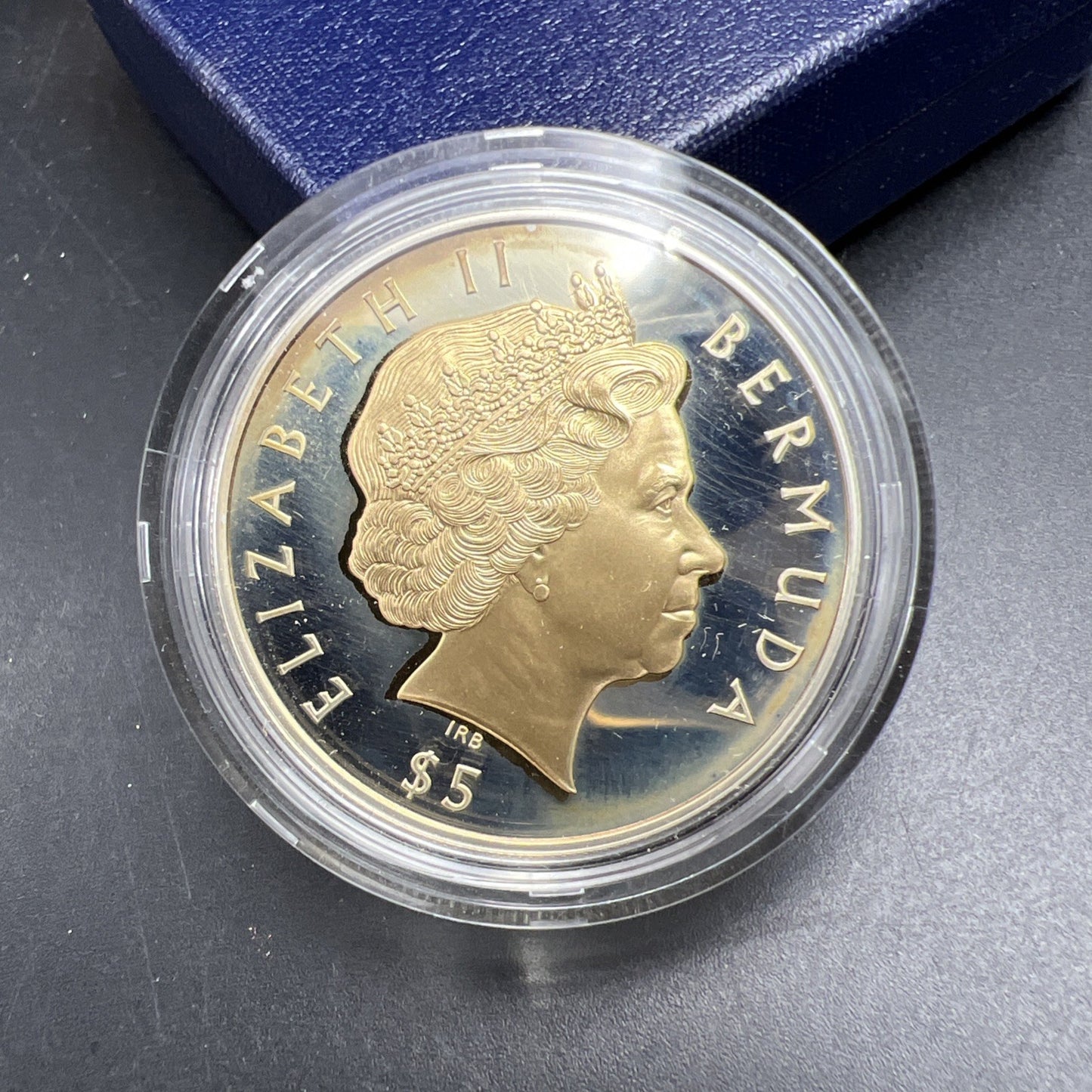 2002 Queen Elizabeth Golden Trumpet Sterling Silver Bermuda Gem Proof Coin Toner