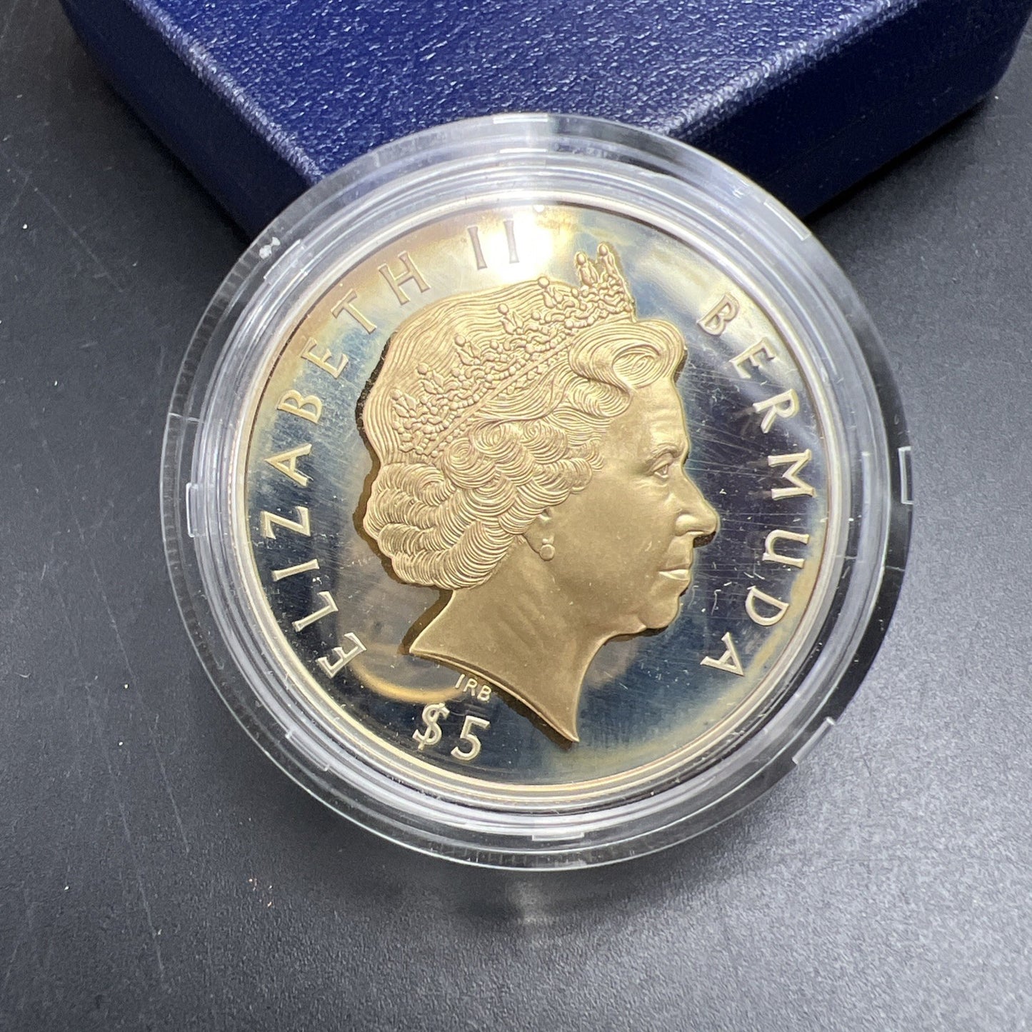 2002 Queen Elizabeth Golden Trumpet Sterling Silver Bermuda Gem Proof Coin Toner