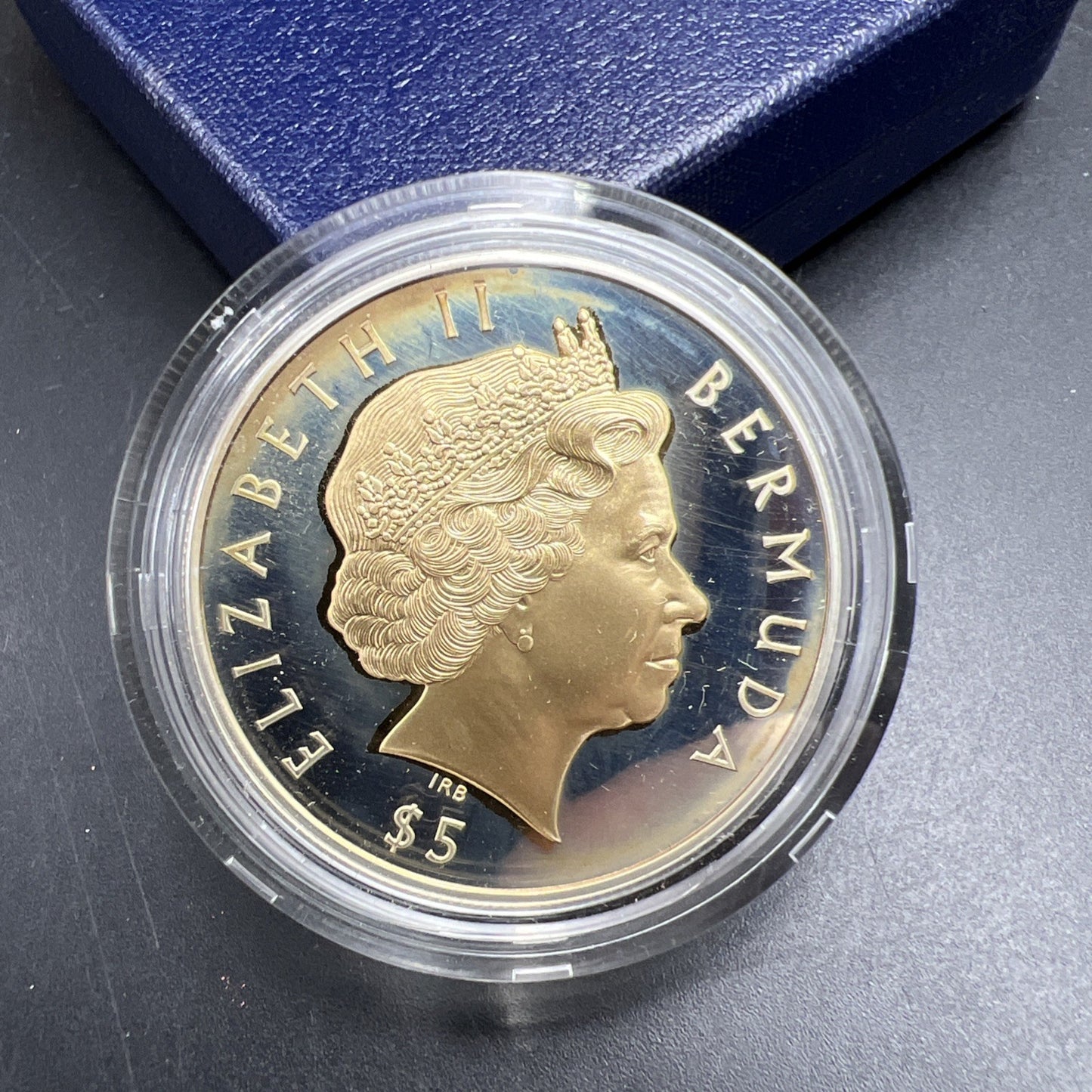 2002 Queen Elizabeth Golden Trumpet Sterling Silver Bermuda Gem Proof Coin Toner