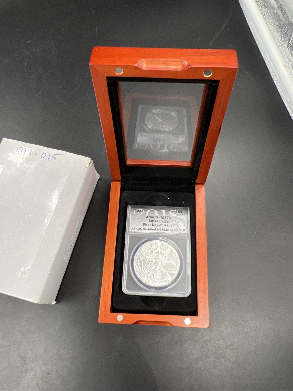 2018 1 oz ASE American Silver Eagle Coin MS70 Certified ANACS w/ Box #06538