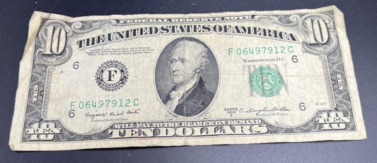 1950 C $10 Green Seal FRN Federal Reserve Note Very Circulated Cull #912