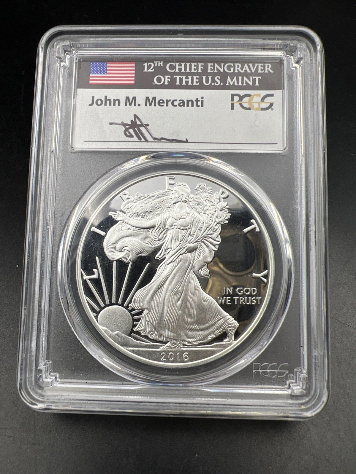 2016 W American Silver Eagle Lettered Edge PCGS PR70 DCAM First Day Washington