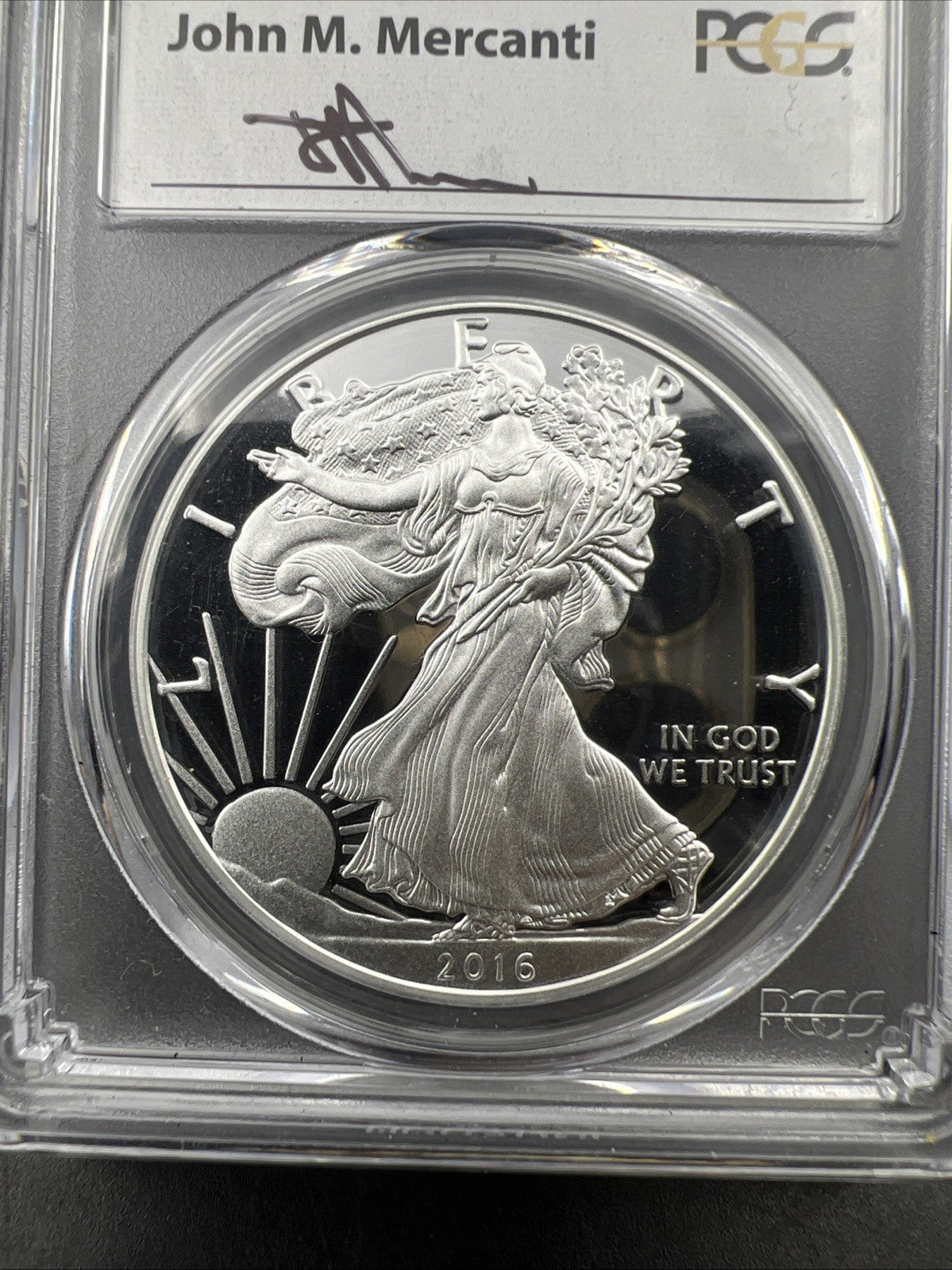 2016 W American Silver Eagle Lettered Edge PCGS PR70 DCAM First Day Washington
