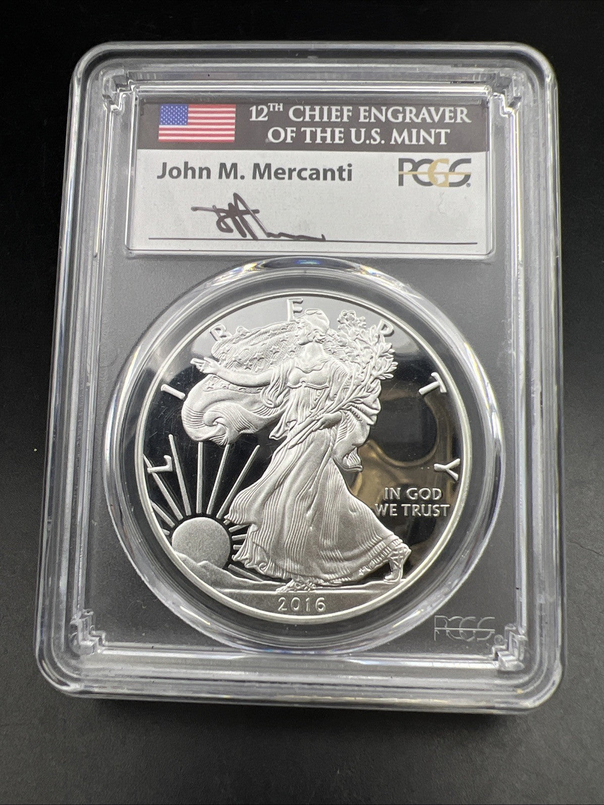 2016 W American Silver Eagle Lettered Edge PCGS PR70 DCAM First Day Washington