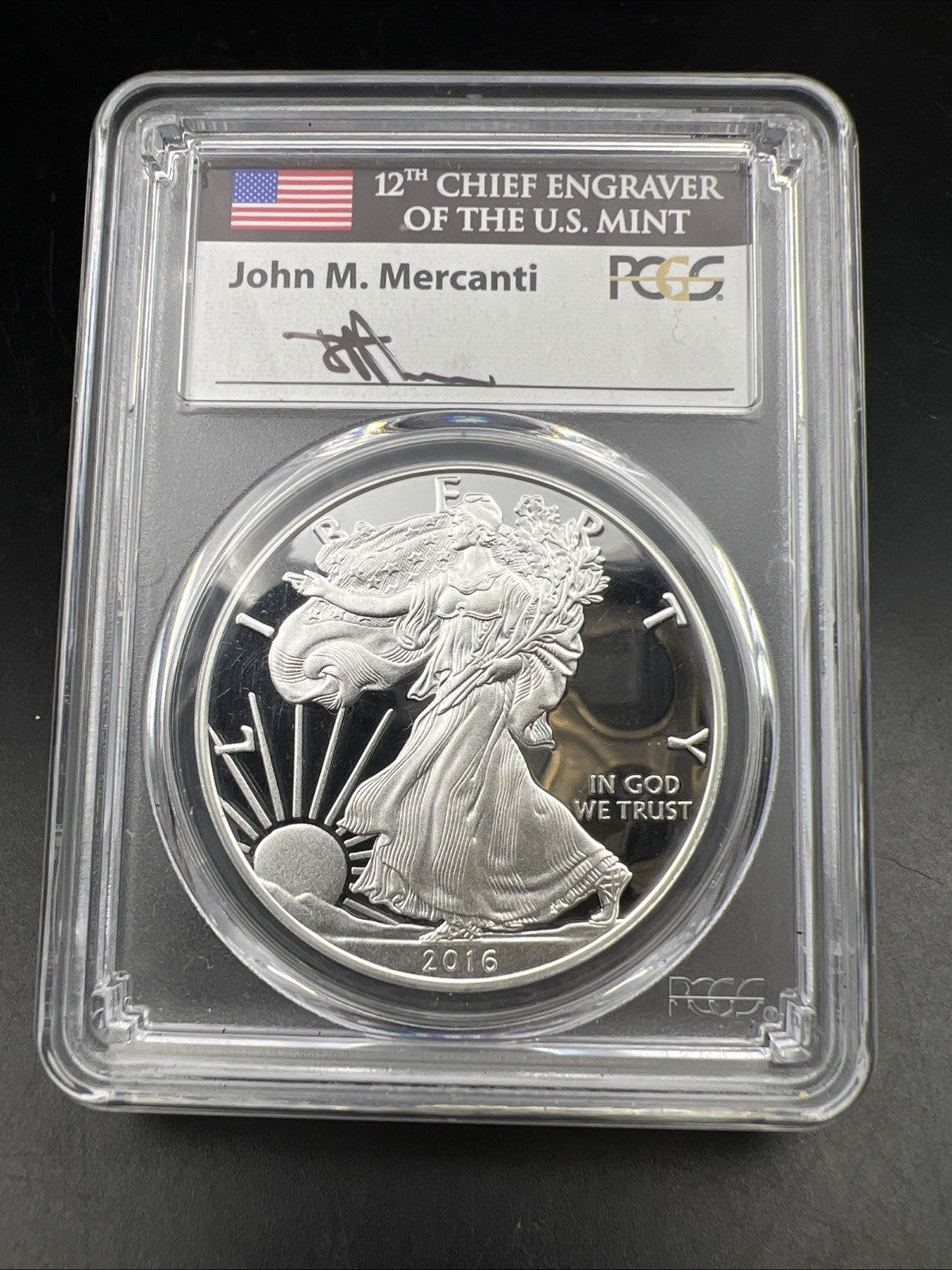 2016 W American Silver Eagle Lettered Edge PCGS PR70 DCAM First Day Washington