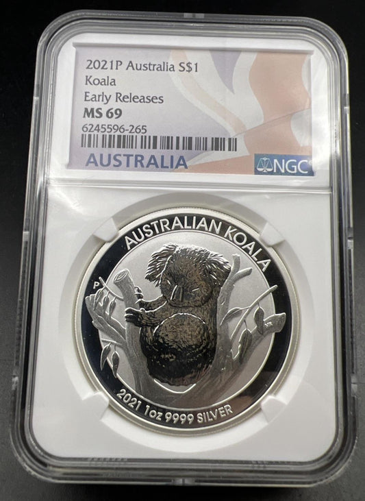 2021 Perth Mint 1 oz Silver Koala Coin NGC MS69 Gem UNC Certified #265