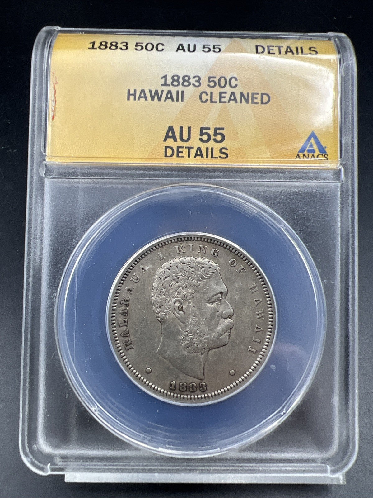 1883 Hawaii 50c Silver Half Dollar Coin AU55 Details ANACS Certified