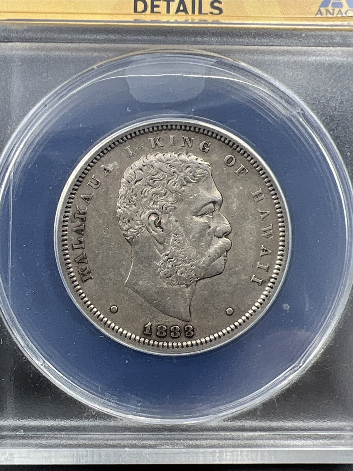 1883 Hawaii 50c Silver Half Dollar Coin AU55 Details ANACS Certified