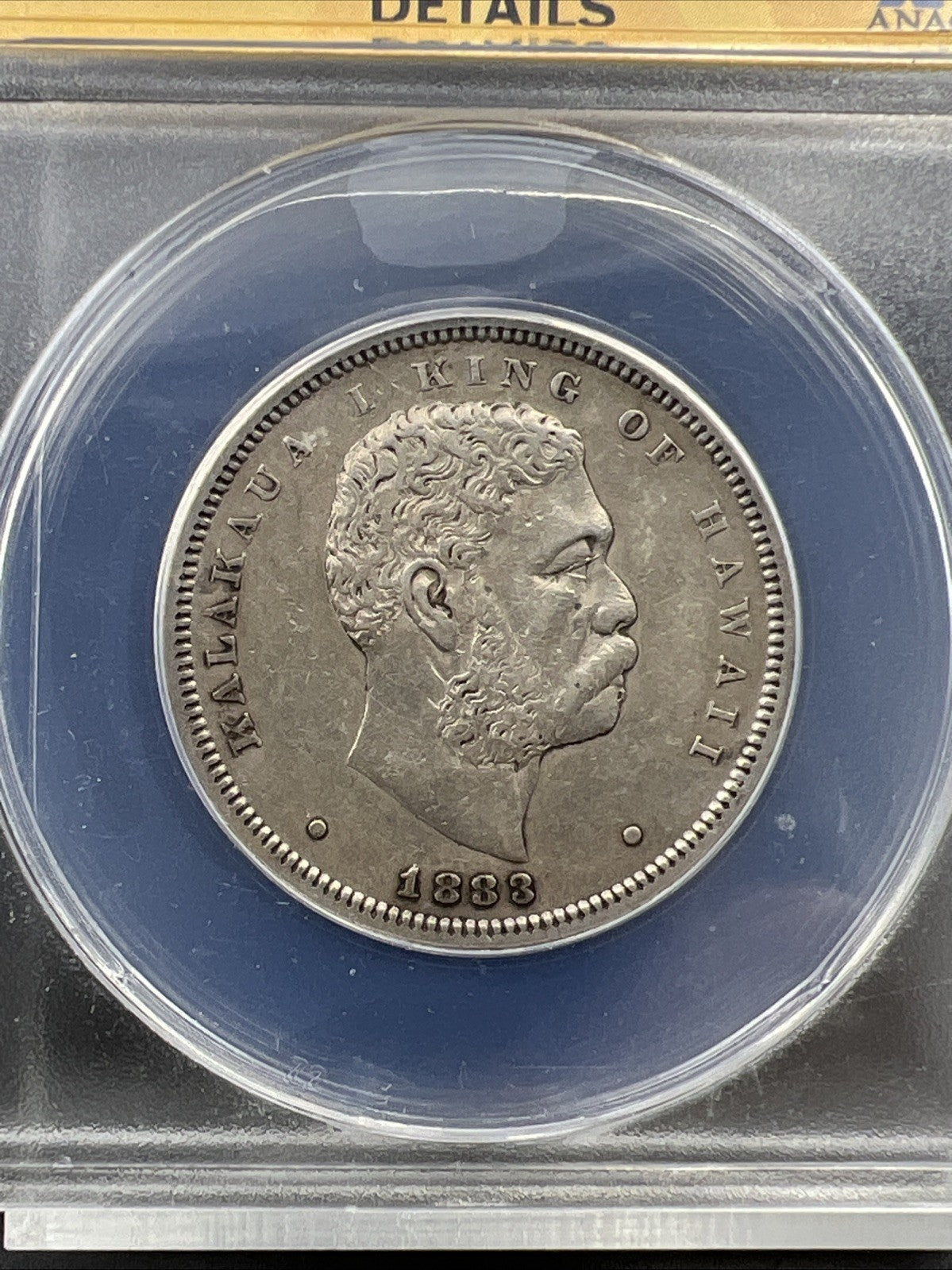 1883 Hawaii 50c Silver Half Dollar Coin AU55 Details ANACS Certified