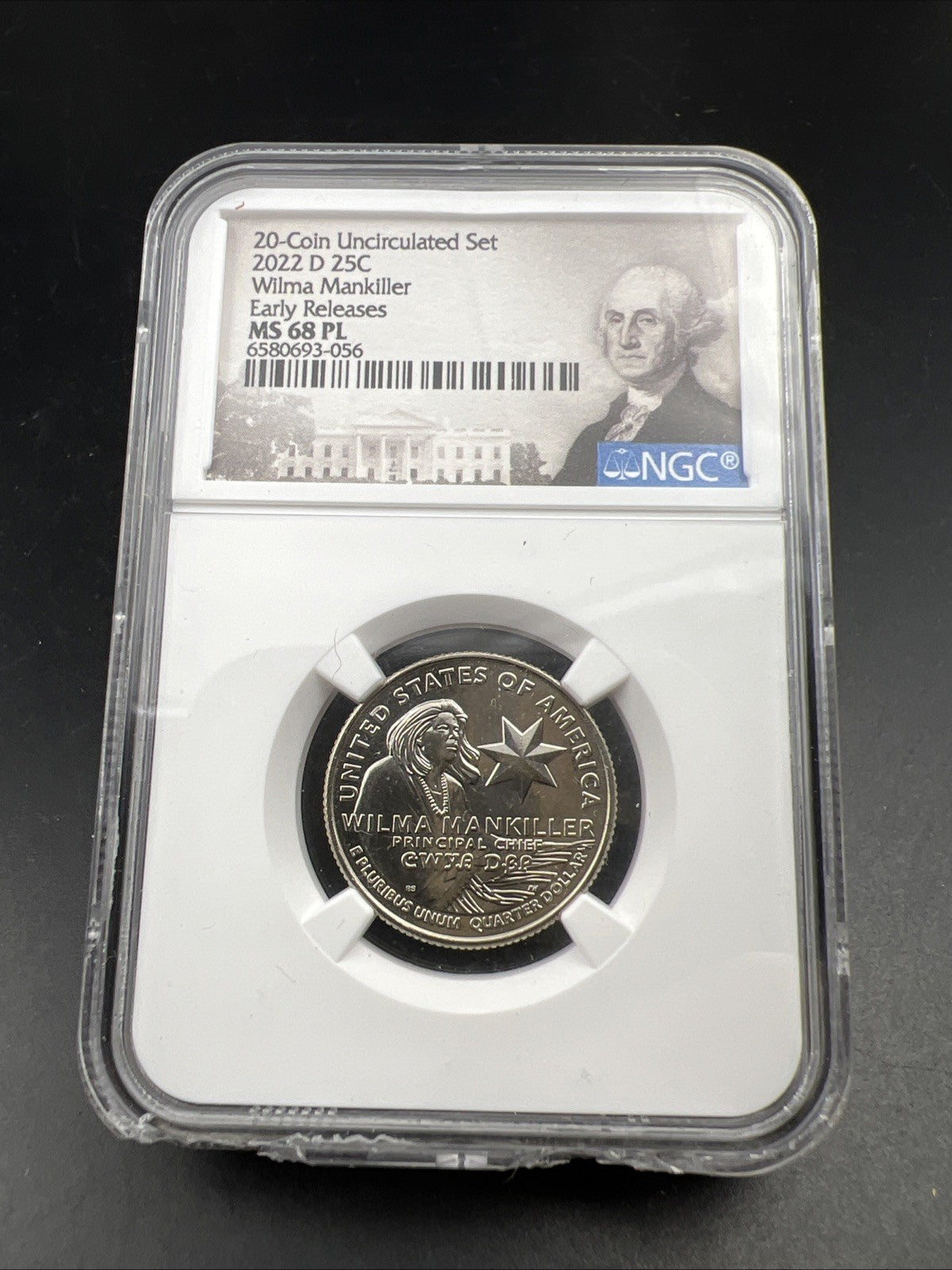 2022 D Wilma Mankiller Women's Quarter Commemorative NGC MS68 PL Chipped Slab