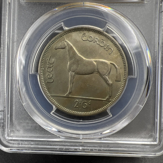 1954 Ireland Half Crown Coin PCGS AU55 About UNC Certified