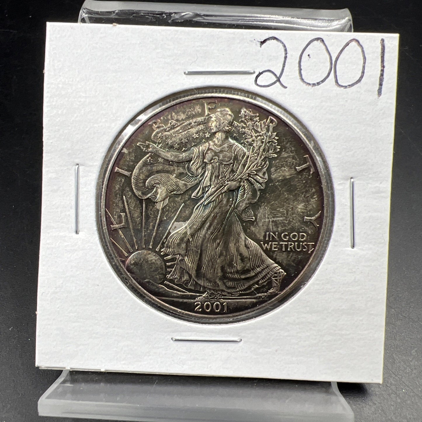 2001 1 OZ American Silver Eagle ASE Coin BU UNC Toned
