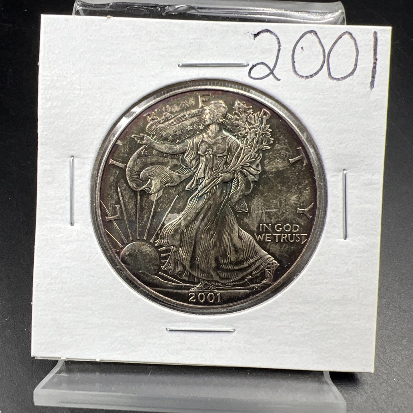2001 1 OZ American Silver Eagle ASE Coin BU UNC Toned