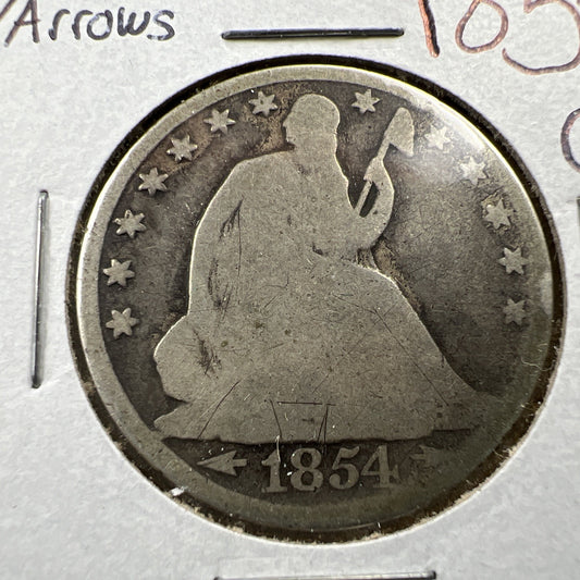 1854 O 50c Liberty Seated Half Dollar Coin Choice AG About Good Full Date
