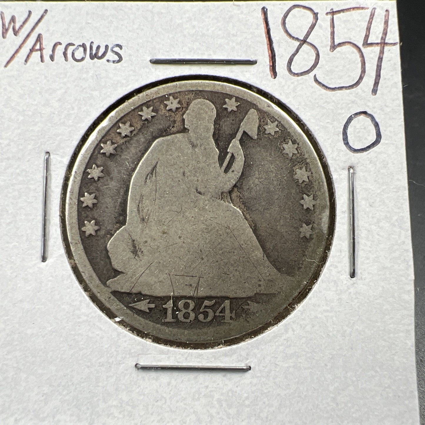 1854 O 50c Liberty Seated Half Dollar Coin Choice AG About Good Full Date