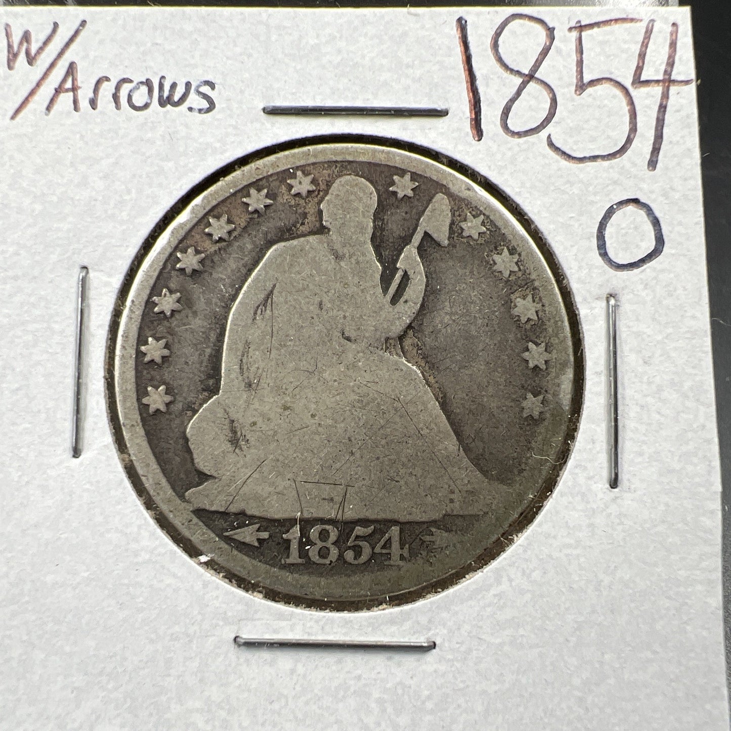 1854 O 50c Liberty Seated Half Dollar Coin Choice AG About Good Full Date