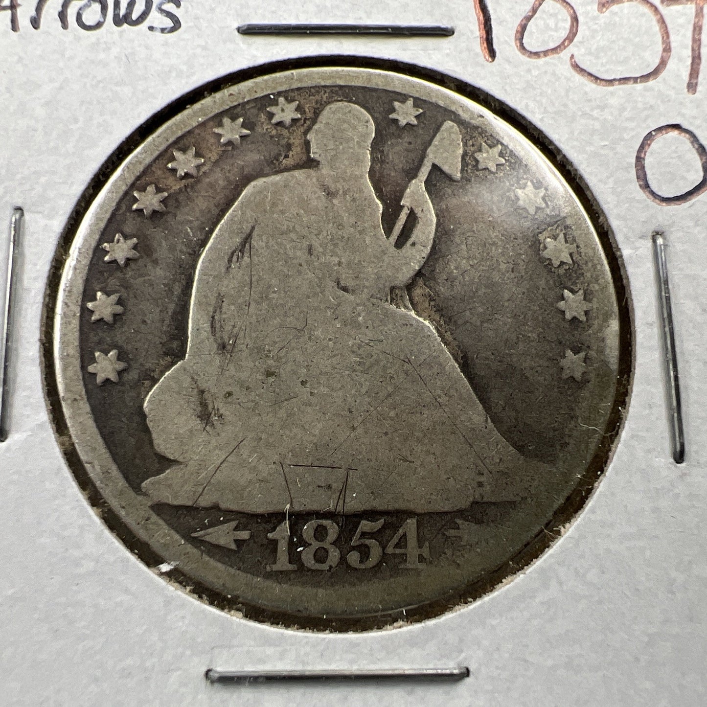 1854 O 50c Liberty Seated Half Dollar Coin Choice AG About Good Full Date