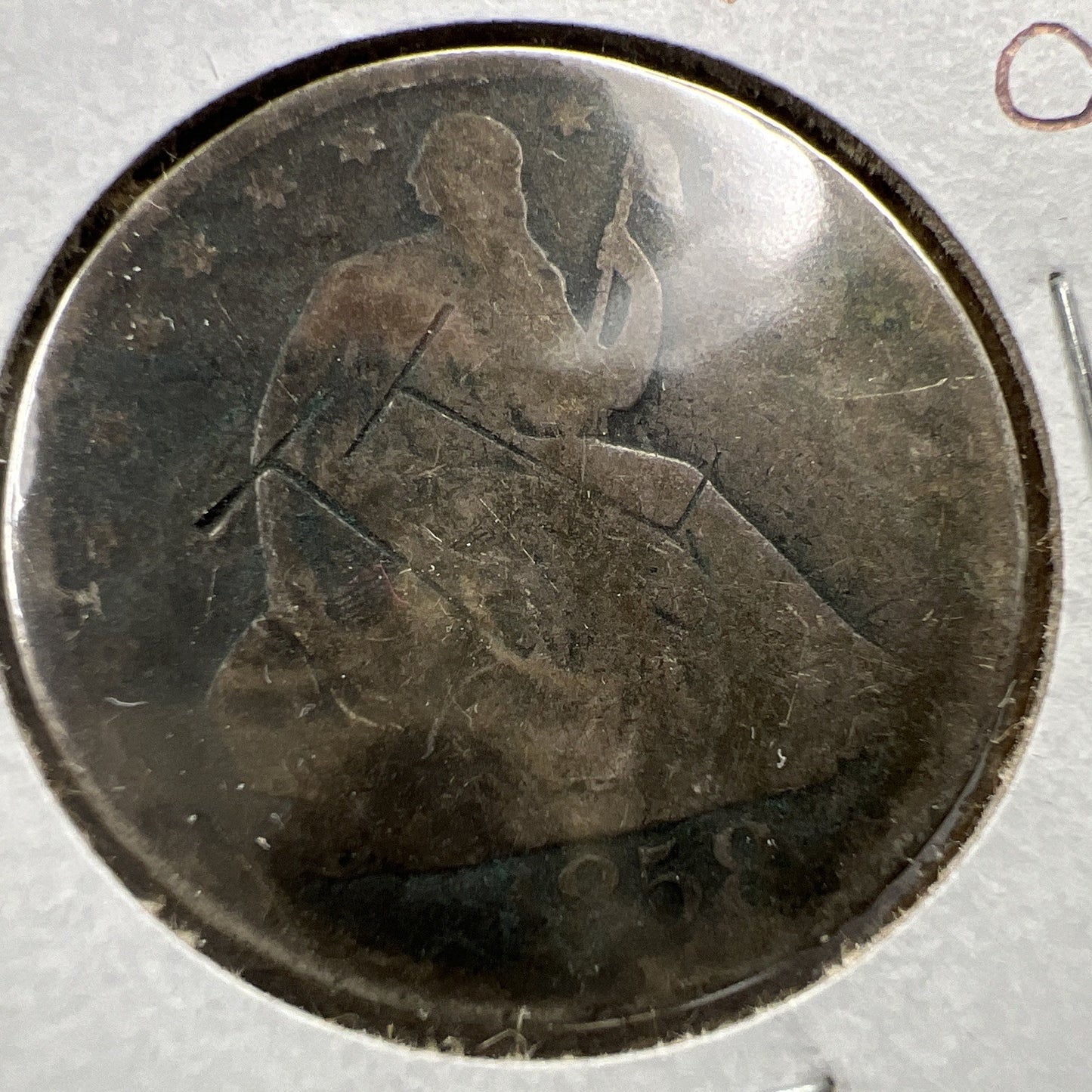 1858 O 50c Seated Liberty Half Dollar Coin AG Details Counterstamped T T