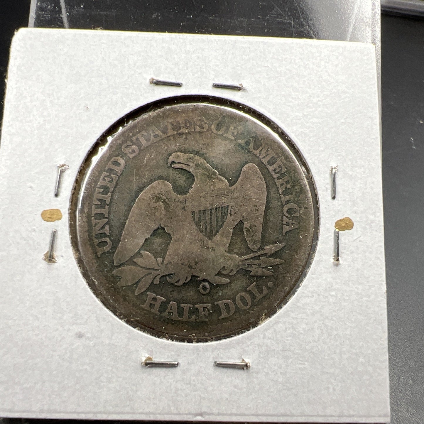 1858 O 50c Seated Liberty Half Dollar Coin AG Details Counterstamped T T