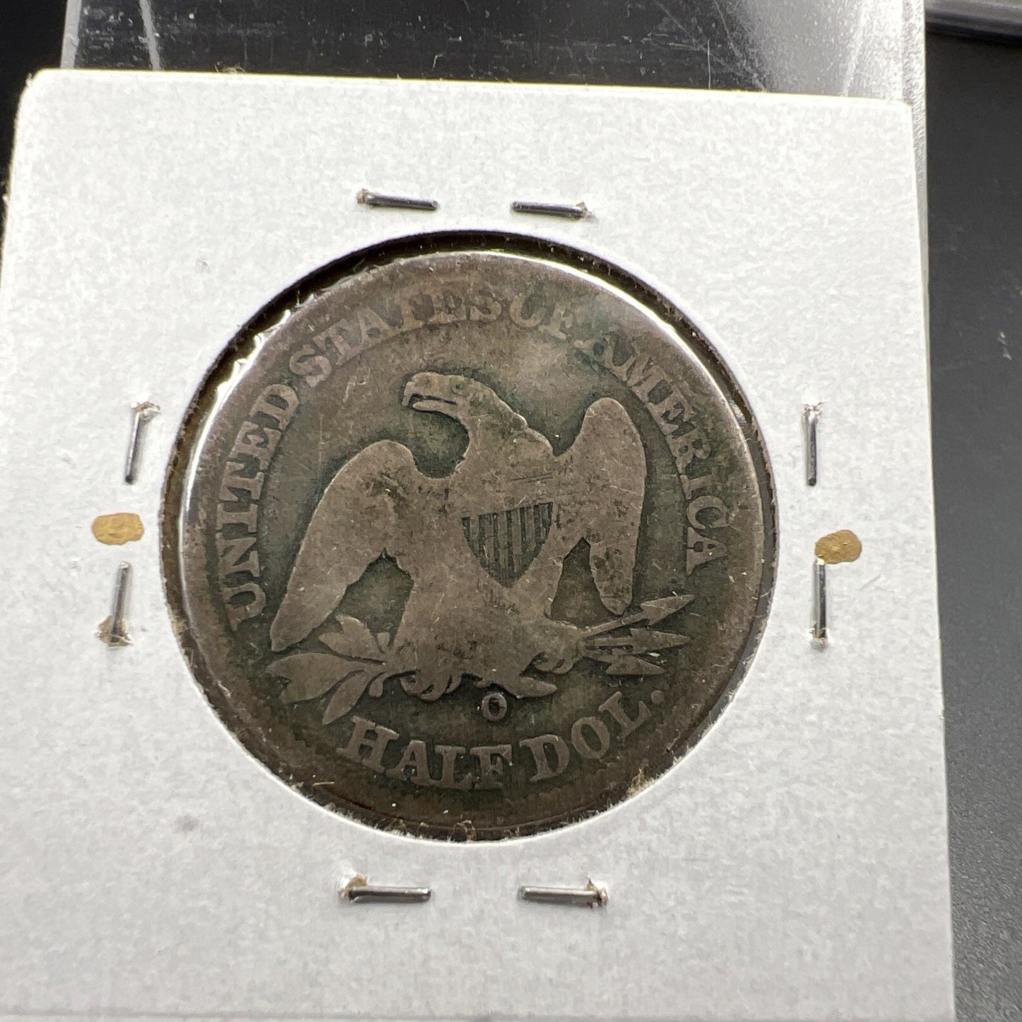 1858 O 50c Seated Liberty Half Dollar Coin AG Details Counterstamped T T