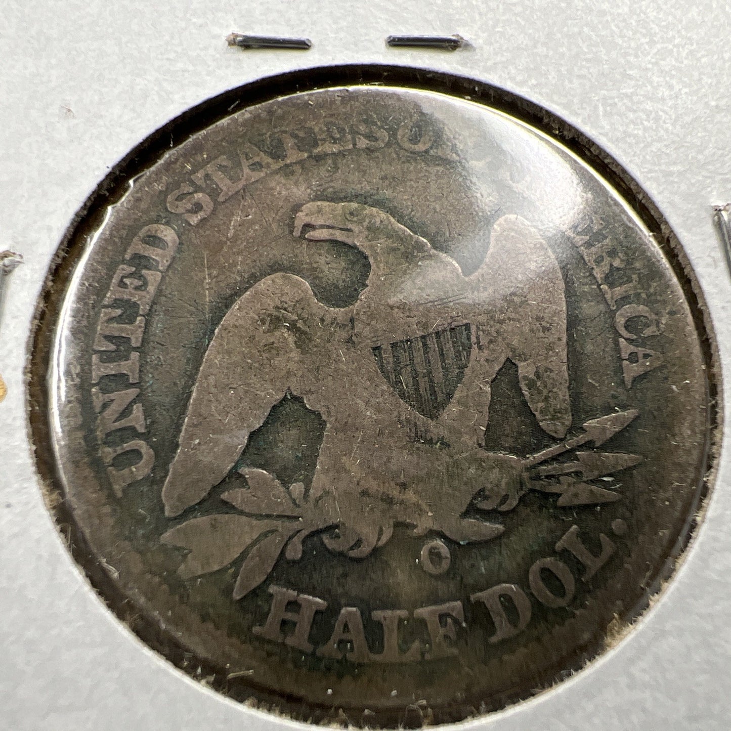 1858 O 50c Seated Liberty Half Dollar Coin AG Details Counterstamped T T