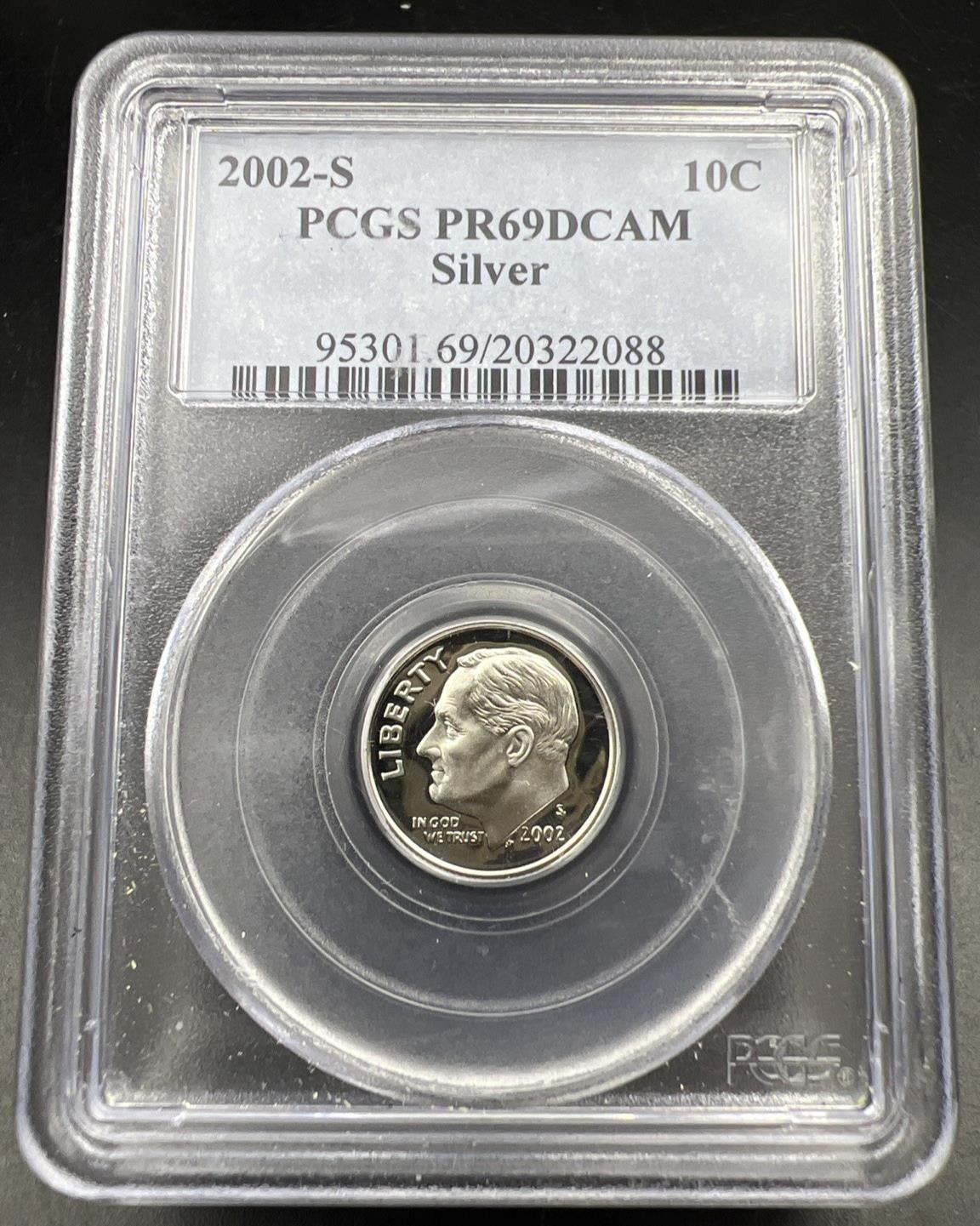2002 S 10c Roosevelt Proof Silver Dime Coin PR69 DCAM PCGS #088