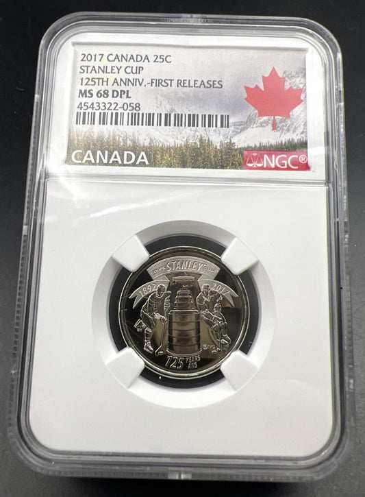 2017 Canada 25c Twenty Five Cent NHL Hockey Stanley Cup Quarter NGC MS68 DPL