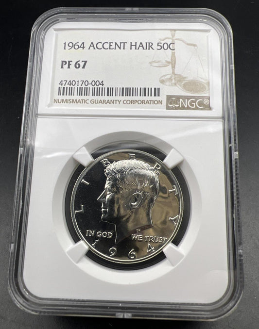 1964 Accented Hair Variety FS-401 Kennedy Silver Half Dollar Coin PF67 NGC #004