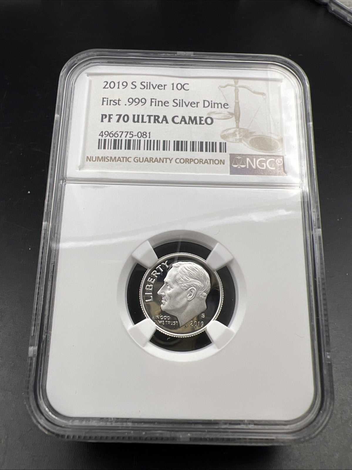 2019 S 10c Roosevelt Proof Silver Dime Coin NGC PF70 UCAM #081 First .999 Dime