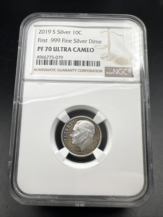 2019 S 10c Roosevelt Proof Silver Dime Coin NGC PF70 UCAM #079 First .999 Dime