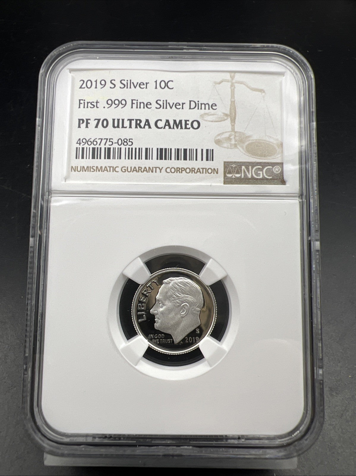 2019 S 10c Roosevelt Proof Silver Dime Coin NGC PF70 UCAM #085 First .999 Dime