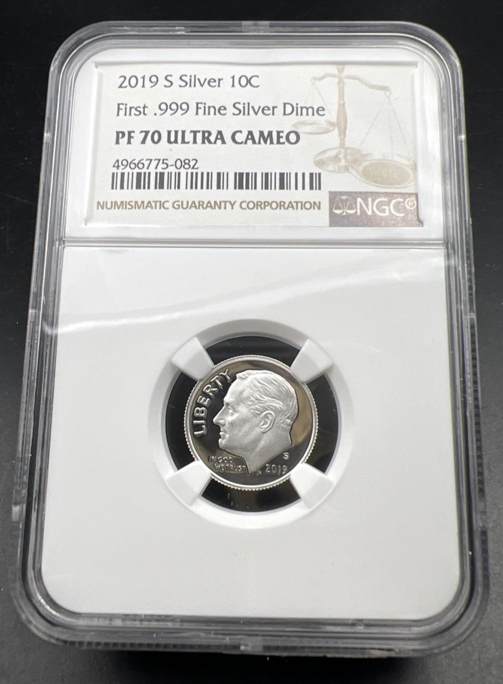 2019 S 10c Roosevelt Proof Silver Dime Coin NGC PF70 UCAM #082 First .999 Dime