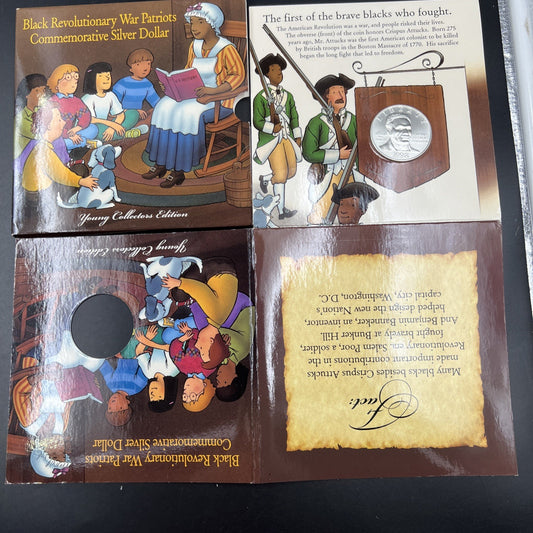 1998 S Crispus Attucks 1776 War Patriot Silver Dollar Coin Young Collector's