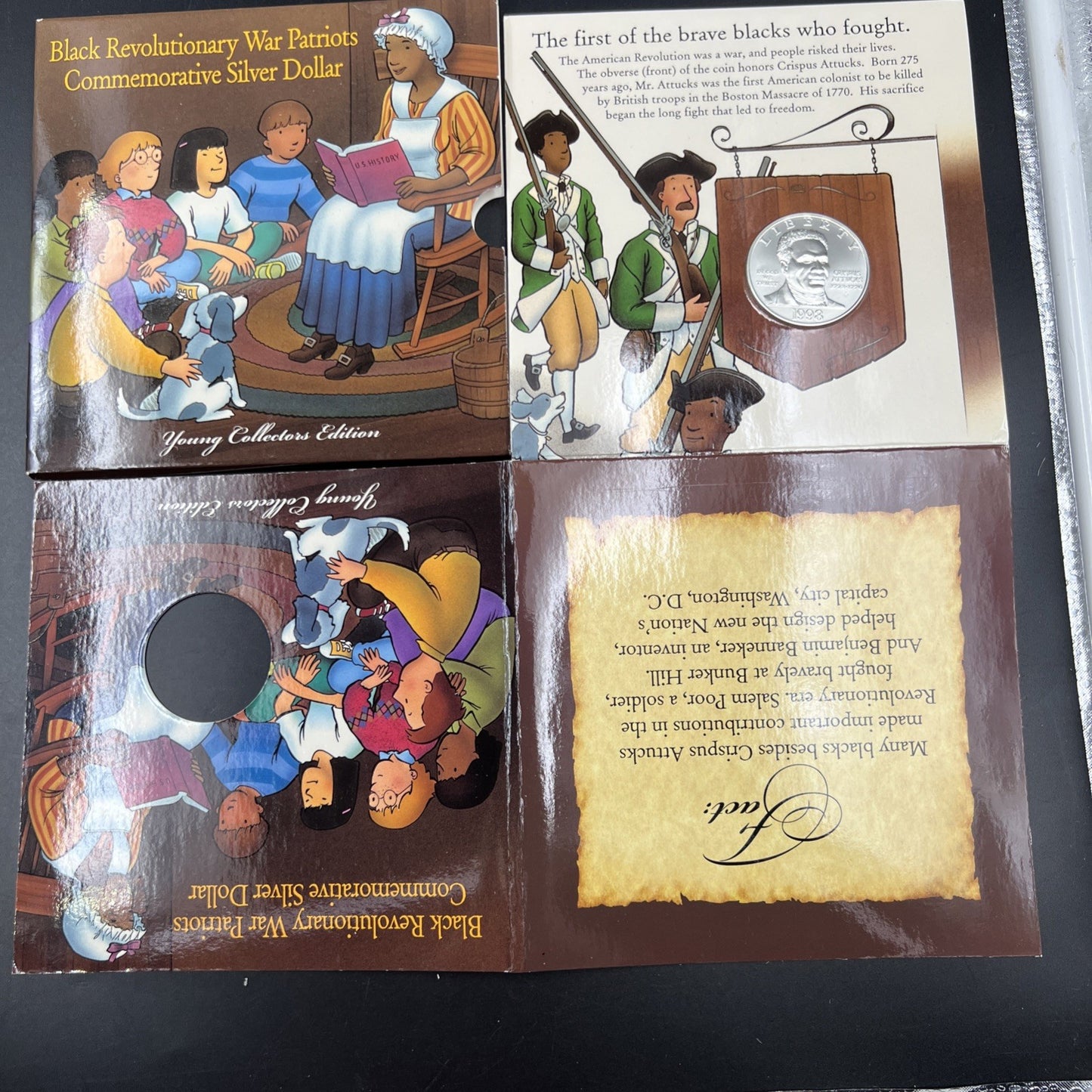 1998 S Crispus Attucks 1776 War Patriot Silver Dollar Coin Young Collector's