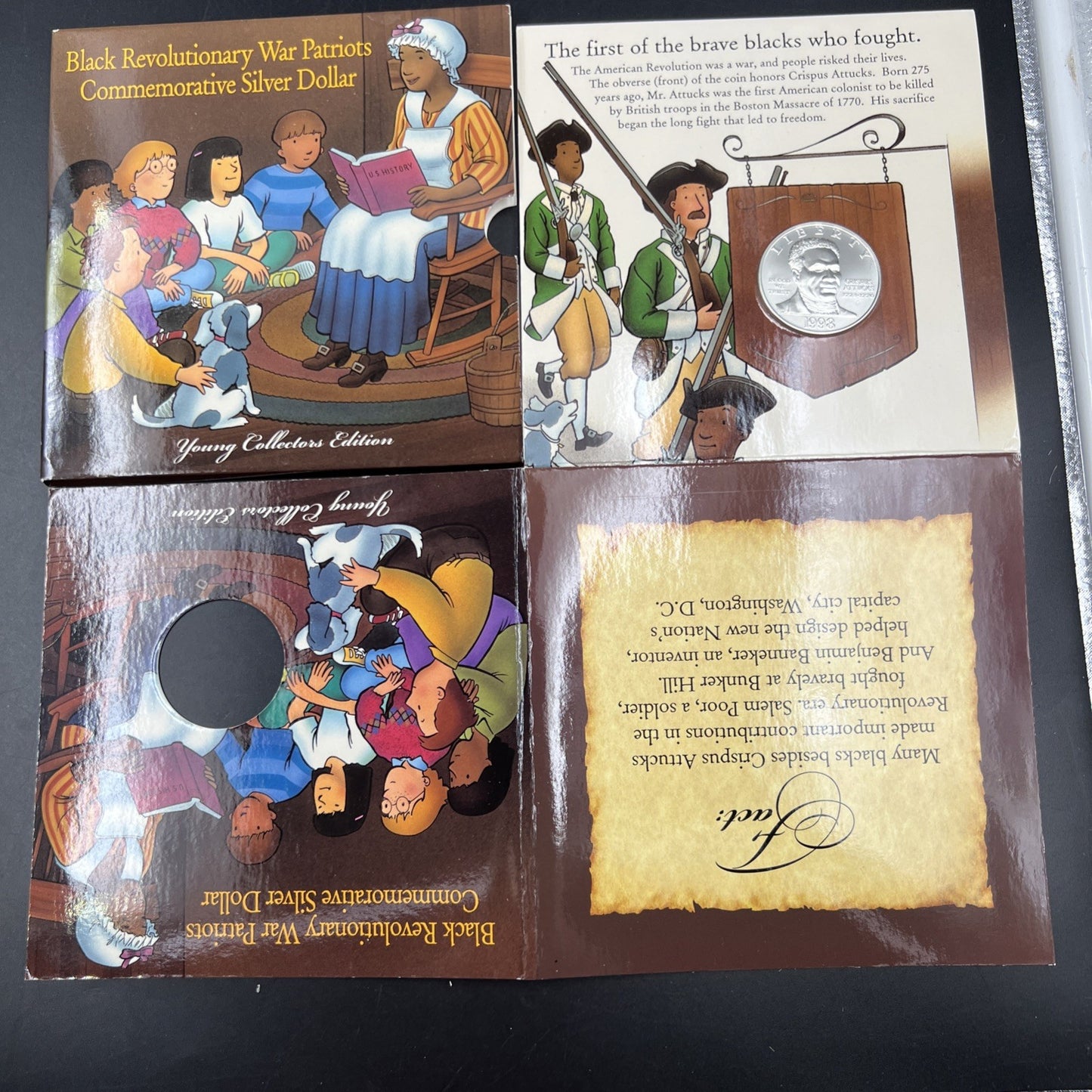 1998 S Crispus Attucks 1776 War Patriot Silver Dollar Coin Young Collector's