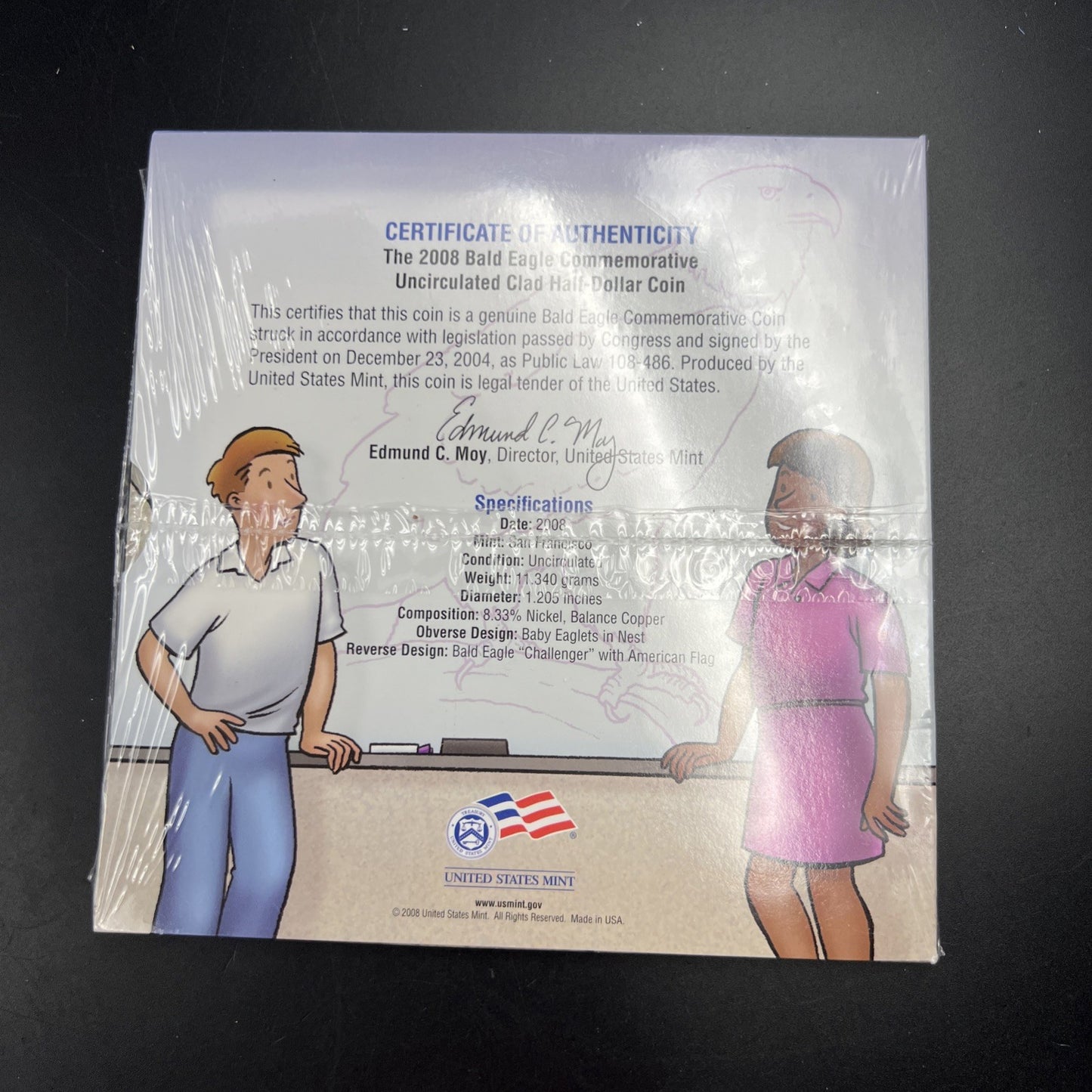 2008 Bald Eagle Copper Nickel 50c Half Dollar Coin in Sealed Young Collector's